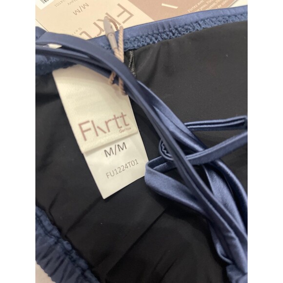 Flirtt Gottex Satin Touch Solid Navy Triangle Bikini Bra Size M New With Tags - Picture 5 of 6